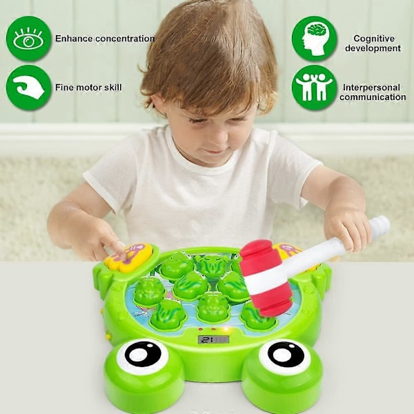 Interaktiivinen Whack-A-Frog -peli, oppiminen, aktiivinen, varhaisen kehityksen lelu, hauska lahja 3, 4, 5, 6, 7, 8-vuotiaille lapsille