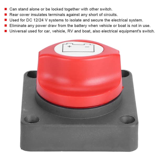 DC 12/24V Batteri Afbryder Strømafbryder Master Knob Switch Isolator Anti Lækage Beskyttelse til Bil Båd