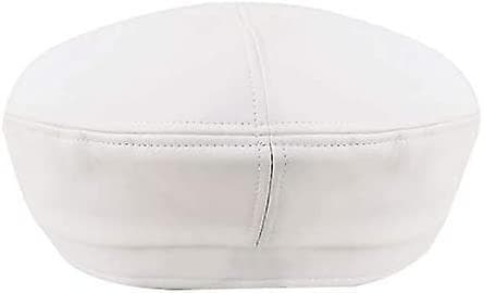 Falsk Læder Solid Militær Beret Hat Til Kvinder Piger Retro Stil Britisk Beanie Hat Cap