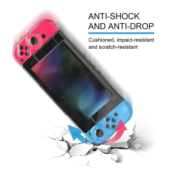 Fuld-dækkende beskyttelsesetui til Nintendo Switch, integreret krystaletui til Switch-konsol, PC hardcase (2 stk.)