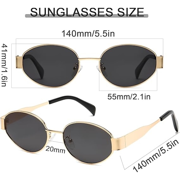 Soikeat aurinkolasit unisex - Vintage-aurinkolasit klassinen metallikehys polarisoidut UV400-suoja