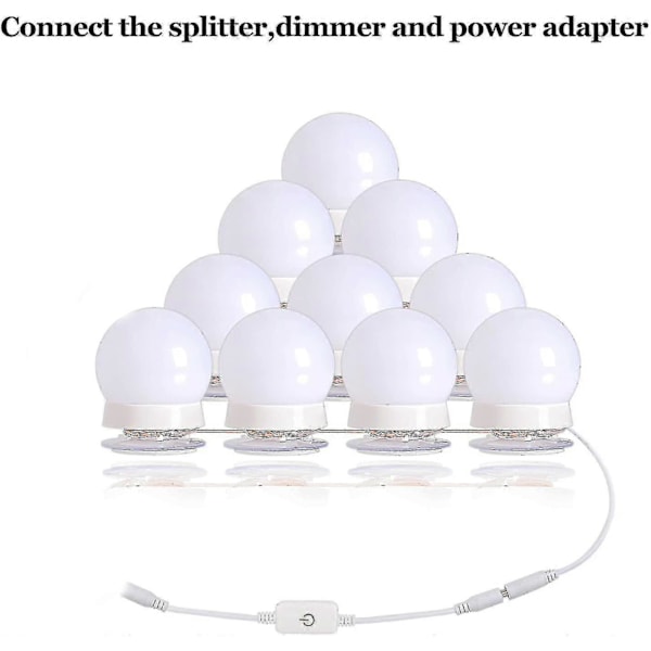 LED Sminke Lyssett - Hvit Dimbar 10 Lys