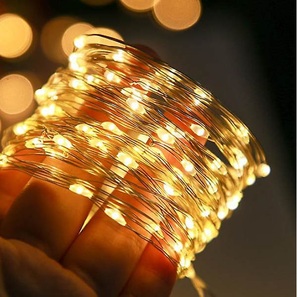 Kobbertrådslampe, LED-lysstreng, Batterikasselampe, Fe-lampe, Stjernelampe, Jul 20m, 200 lamper Pxcl