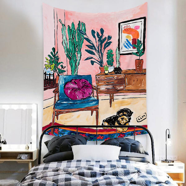 Wekity Botanical Boho Koti Tapetti Esteettinen Taide Koti Tausta Kangas Koriste Lahja Mandala Tapetti Koriste (ZJ825-59, 71 X 91 Tuumaa)