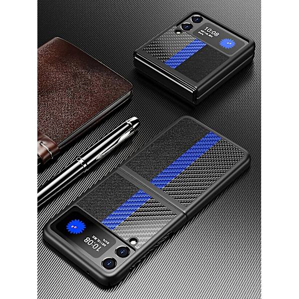 Til Samsung Galaxy Z Flip3 5G Etui, Samsung Galaxy Z Flip3 5G Slank Ridsefast Flip Læderetui, Sort