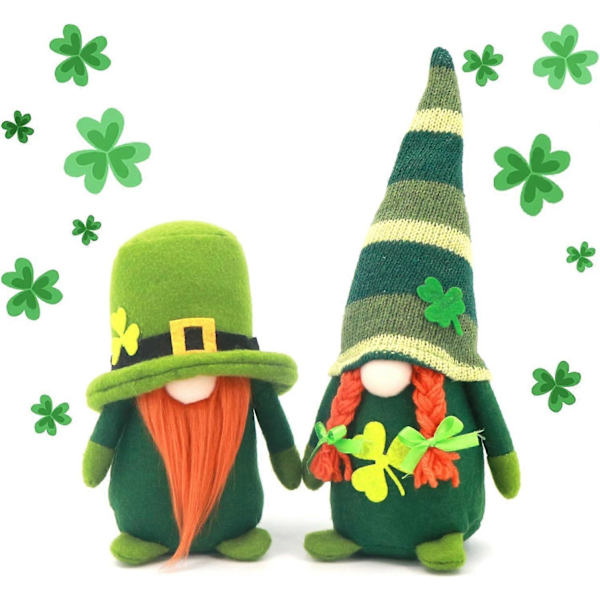 Tomte Plyschdocka Handgjord Irländsk Elf Skandinaviska Hemprydnader Bordsprydnad Grön Leprechaun Klöverfigurer Presenter Dekoration Vårdekoration
