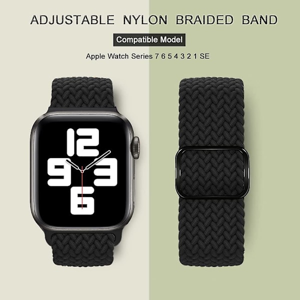 Joustavat Nylon-Rannekkeet Yhteensopivat Apple Watchin kanssa 41mm 40mm 38mm Naisille Miehille, Säädettävät Elastisen Punotut Urheilurannekkeet Iwatchille