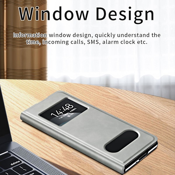 Z Fold 5 Etui, Luksuriøs Nappa Læder Vindue-design Overflade Cover Til Samsung Galaxy Z Fold 5 5g 2023, Fuld Beskyttelse