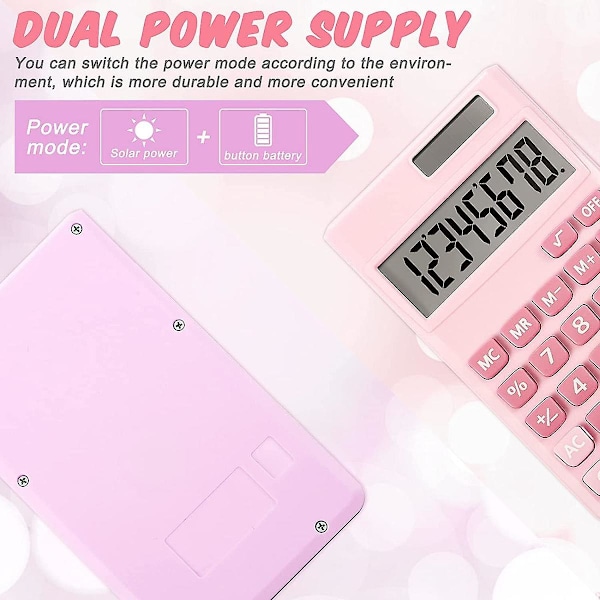 Grundläggande Standardräknare Mini Digital Desktopräknare med 8-siffrig LCD-display, Batteri Solenergi Smart Räknare