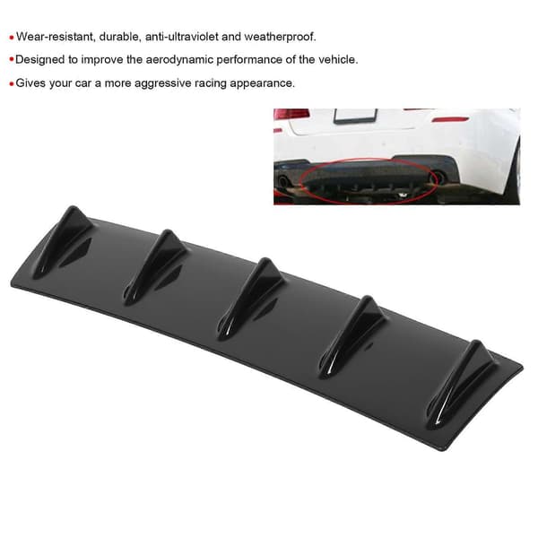Bakre Bumper Lip Diffuser Spoiler Vanntett Blank Svart Universal for Bilmodifisering 5 Finner
