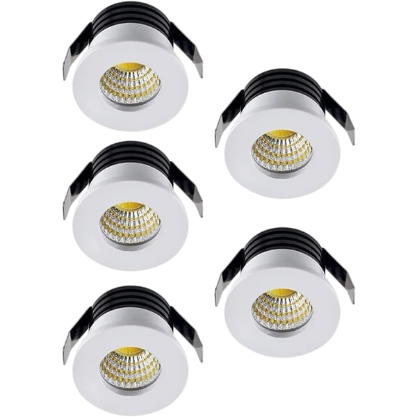 5-pack 3W LED Infälld Spotlight, LED Infälld Liten Skåpspotlight Mini Spotlight Tak Downlight Kit Ljusarmatur (Varmt Ljus)