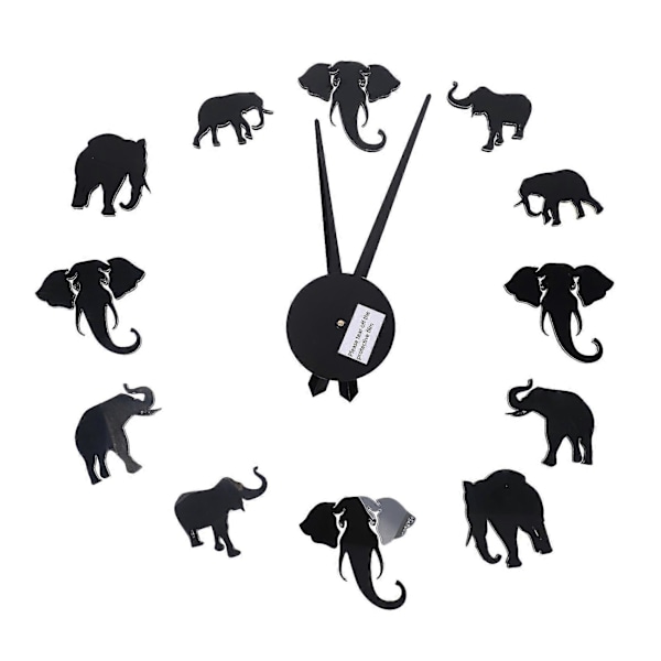 Unique Animal Shape Wall Clock Fashion Diy Acrylic Mirror Elephant Hanging Clock For Home Bedroom