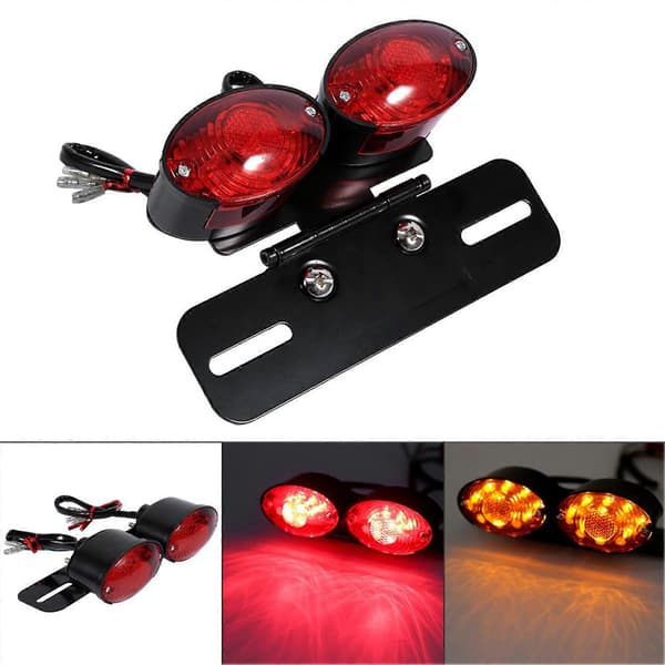 Motorsykkellampe dobbel Cat Eye Custom Nummerplateholder baklys