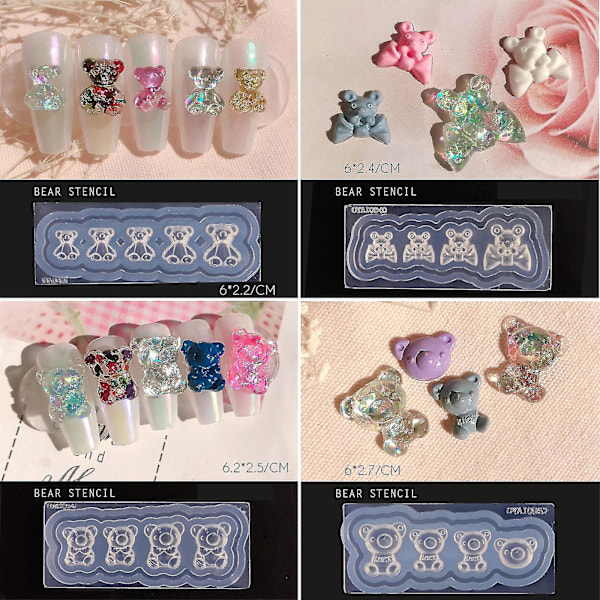 4 stk. Mini Kunst Rotte Epoxy Harpiksforme S Stickers Ornts Silic Form Diy Håndværk Smykkeværktøjer