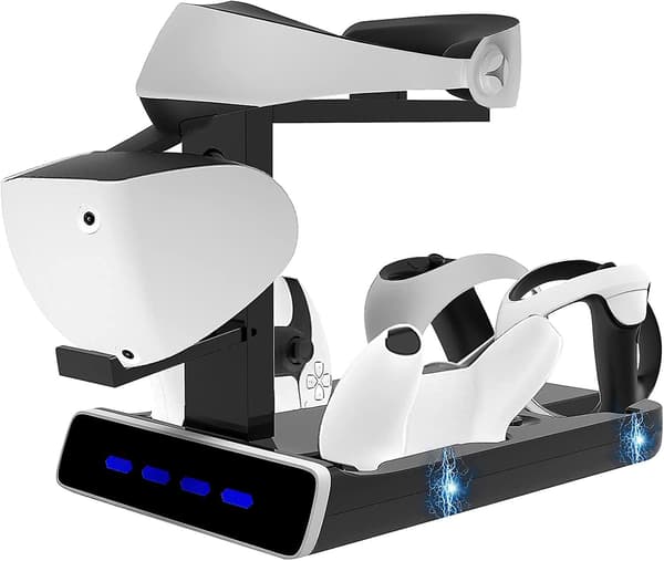 Ps Vr2 Ladestation Stativ Til Playstation Vr2 Og Ps5 Controller Med Vr Headset Display Stativ, Med Led Indikatorer