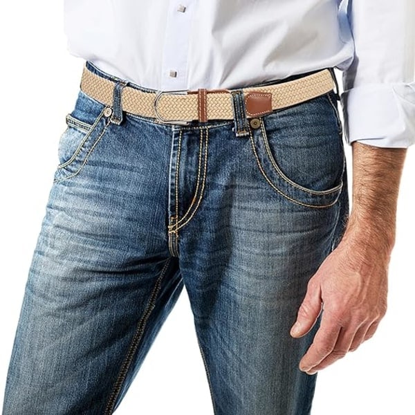 1 Khaki elastisk flettet bælte, moderne elastisk fletning