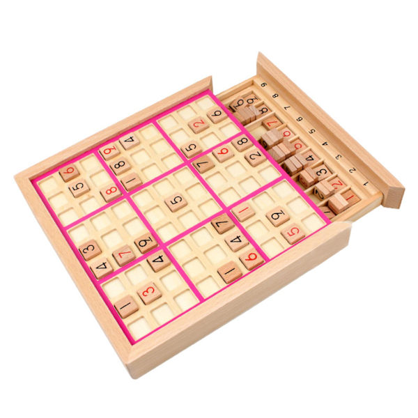 Tre Sudoku-puslespill med skuff for barn - Matematikk, logisk tenkning, utdanning, skrivebordsleketøy