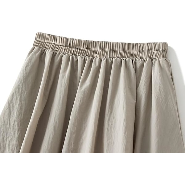Midi-skjørt for kvinner A-linje Lanterneskjørt med lommer Mykt langt plissert skjørt Høy midje Elastisk kant Midi Casual Kjole