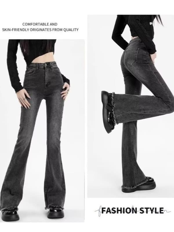 Flared jeans med mediumhøj talje til kvinder S