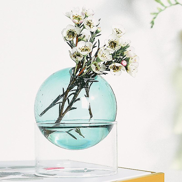 Glasvas Hydroponisk Färgad Rund Vas Heminredning Vardagsrumsdekoration Mini Glasvas