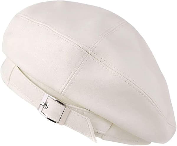 Falsk Læder Solid Militær Beret Hat Til Kvinder Piger Retro Stil Britisk Beanie Hat Cap