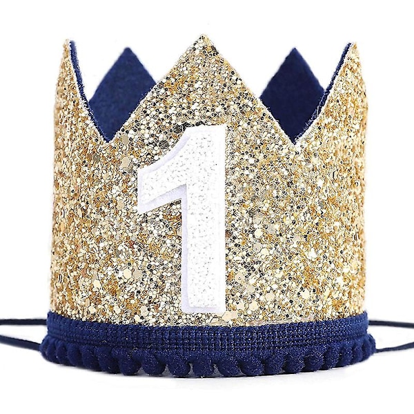 12 kpl Vauvan 1. Syntymäpäivä Kruunu Tytöille Pojille Puoli Yksi Numero Juhlahatut Sininen 1 Vuosi Glitter Hat Hiustarha Syntymäpäiväjuhlan Koristelu
