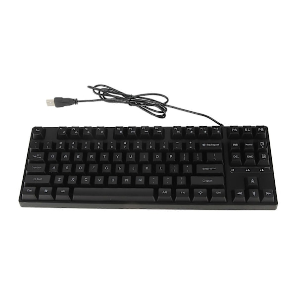 87 Keys Mechanical Keyboard Backlight Ergonomic USB Gaming Keyboard with Foldable Foot for PC Laptop Black