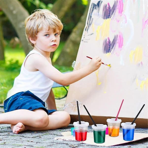 12-pack Spillfri Vita Lock-Paint Koppar, Återanvändbara Paint Koppar med Lock för Barn