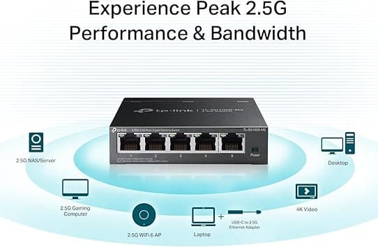 TP-Link TL-SG105S-M2 | 5-ports Multi-Gigabit 2.5G Ethernet Switch | Uadministreret netværksswitch | Ethernet Splitter