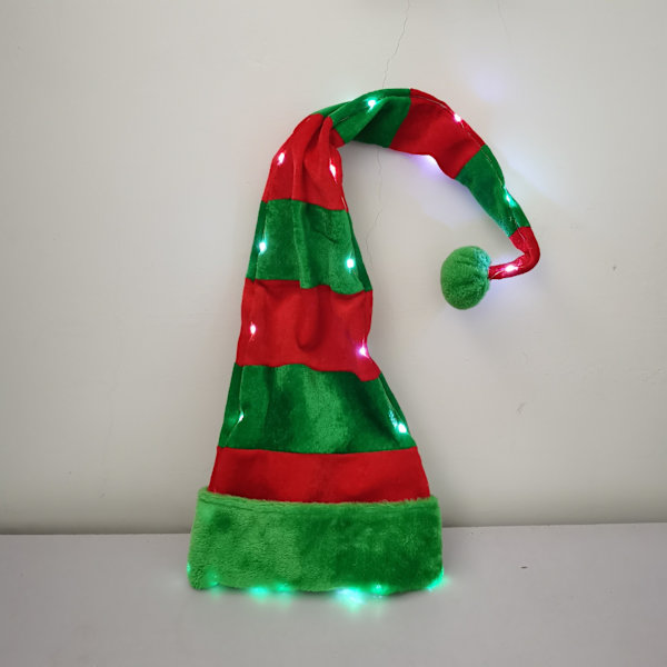 Jultomtehatt med LED-ljus, kreativ julhatt för fest, samling, utklädning, clownhatt, tomtehatt, dekoration