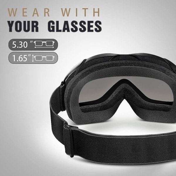 Skidglasögon OTG - Skid-/Snowboardglasögon för män, kvinnor och ungdomar - 100% UV-skydd