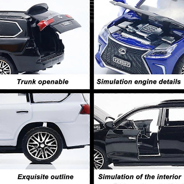 Leksaksbilar 1/36 Lexus Lx570 Barnleksak Modell 4 Dörrar Kan Öppnas Metall Die-Cast Modellbil Miniatyr Samlarbil Pojk Leksak
