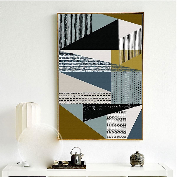 Wekity Blade og Geometri Væghængt Canvas Print Poster, Enkel Abstrakt Kunsttegning Dekoration til Hjemmet Stue Soveværelse Kontor og Børneværelse (Se