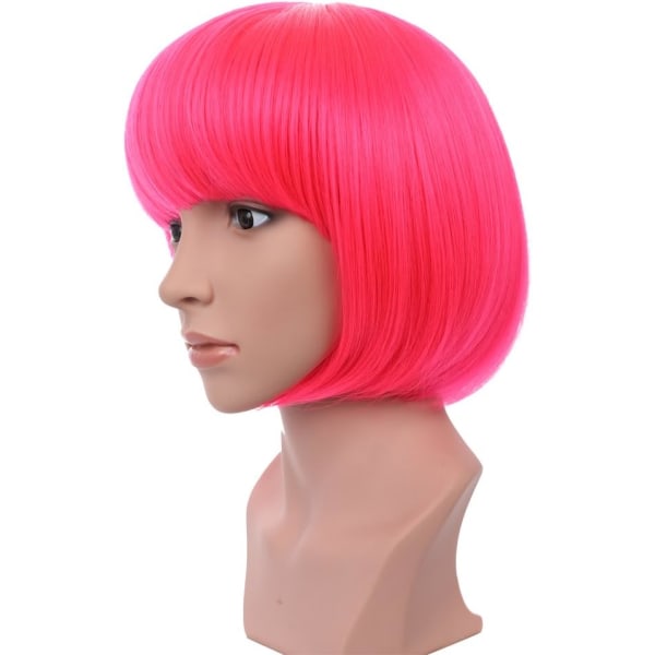 10 Inch Short Straight Flapper Bob Wigs Heat Resistant Synthetic Cosplay Costume Hair Halloween Party Wig (Tf2315-Hot Pink).