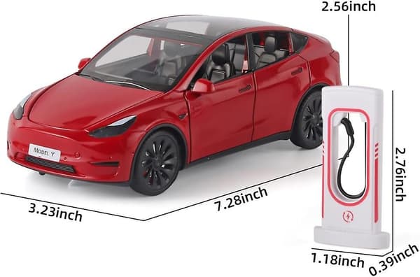 Legetøjsbiler Model Y 1/24 Zink Legering Die-Cast Metal Modelbil, Træk Tilbage Legetøjsmodel med Lys og Musik, (Model Y Rød)