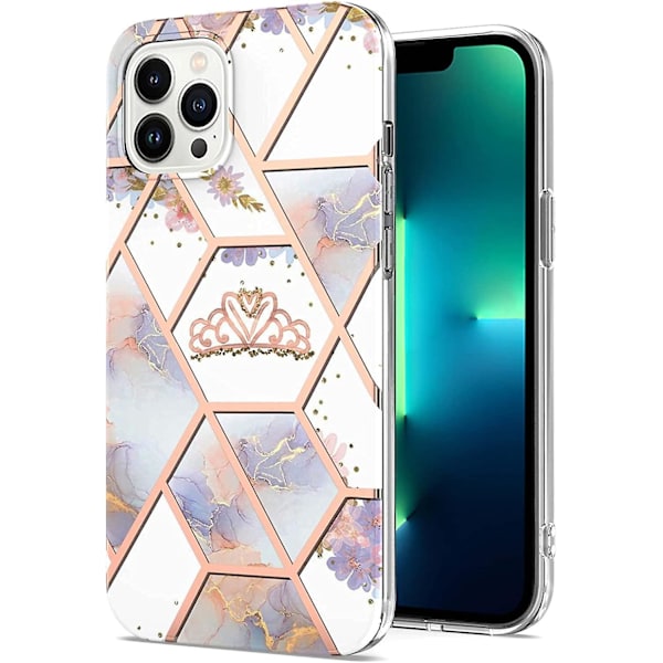 Kukka Marmori Kuori Iphone 13 Pro (6.1 tuumaa) Puhelinkuoret, Pehmeä Suojaava Design Iphone 13 Pro Kuori Ylellinen Naisille Tytöille 6.1 tuumaa 13pro (violetti