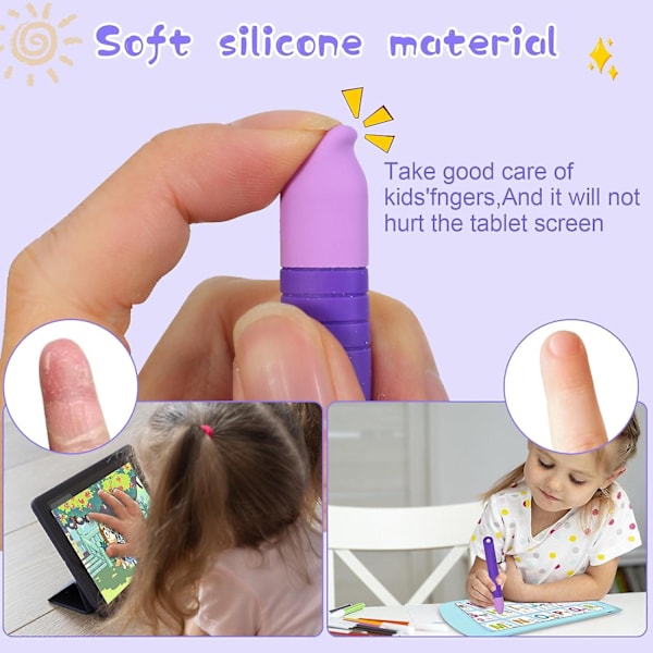 Børnevenlige Styluspenne til Alle Touchscreen-Enheder, med Anti-Rul-Snore, 2 stk. Styluspenne Kompatible med Kindle, iPad, iPhones, Tablets