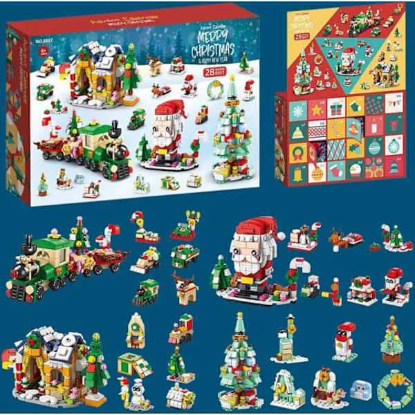 24 deler/sett Adventskalender Rastløse leker Julenissen DIY Juletrepynt 2024 Juleteller Kalender Barneleker