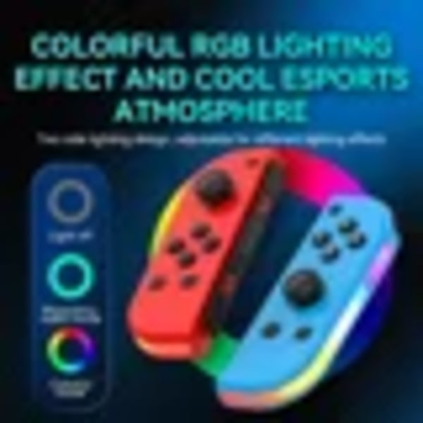 Kontroller for Switch Fargerik RGB Lys Spillkontroller (L/R) Trådløs joycon for Nintendo Switch Oled Dobbel Vibrasjon/Bevegelse