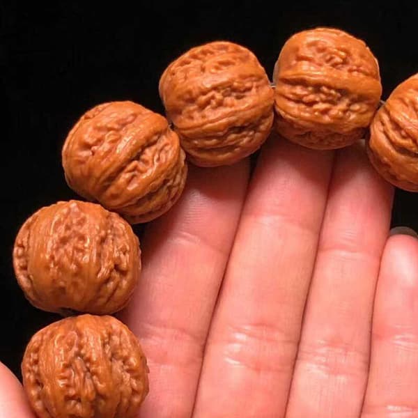 Herre valnøddeperlearmbånd – Chunky, fedårede \"Wenwan\"-stil (Bodhi/bedeperleæstetik)
