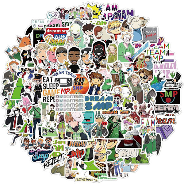 Dream Smp Stickers til Laptop[100stk] Belønnings Motiverende Stickers til Vandflaske, Skateboard, Køleskab, Hydro Flasker, Dekal, Vandafvisende Vinyl Dekal