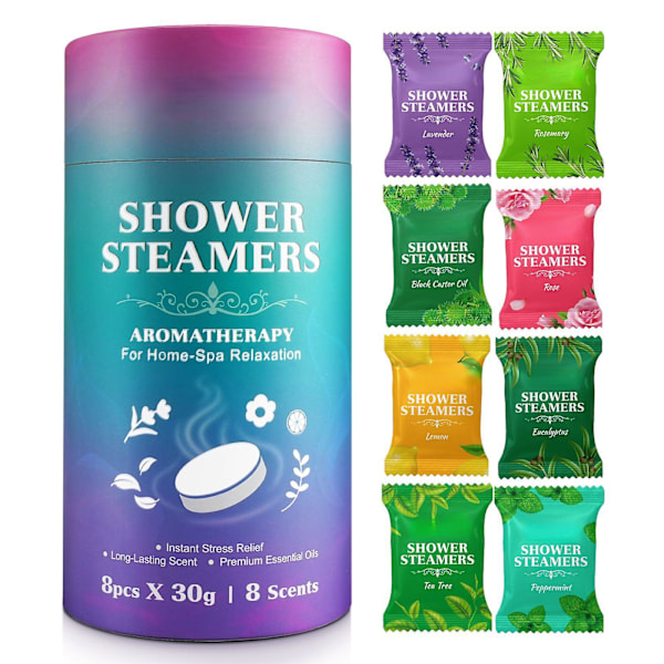 8 st Duschångare Aromaterapi, Duschbomber med Eteriska Oljor, Självomsorgsfödelsedagspresenter för Kvinnor Alla Hjärtans Dag Presenter för Hennes Honom