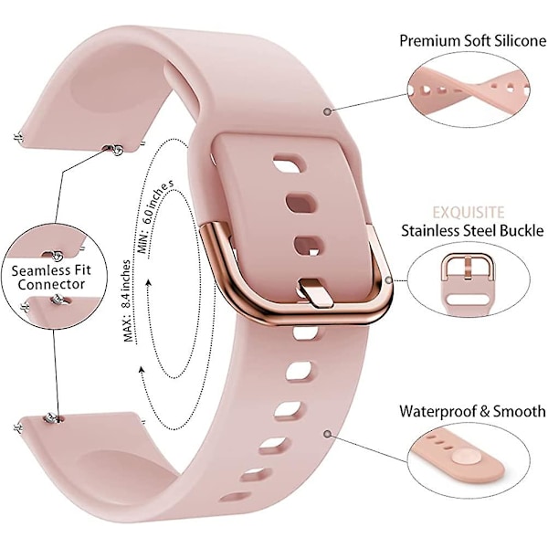 20mm klokkearmbånd kompatibelt med Samsung Galaxy Watch 4 armbånd 40mm/44mm, Galaxy Active 2 klokkearmbånd 40mm, Galaxy Watch Active 2 armbånd 44mm, Galaxy Watch 3