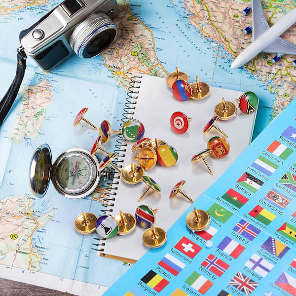 200 stk. Flag Pins Kreative Push Pins Tommelknapper Kreative Tommelknapper Landkort Push Pins Kort Tommelknapper