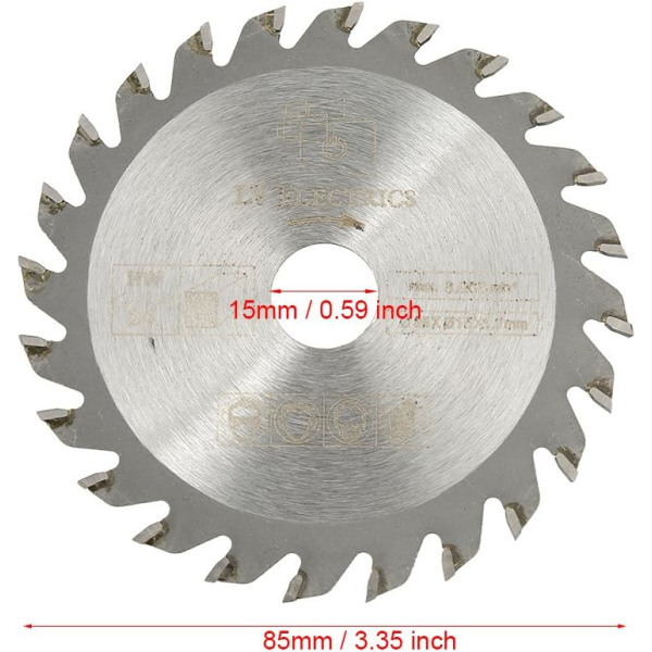 2 stk. 24-tandet hårdmetal cirkelsavklinger til skæring af træ 85 x 15 mm