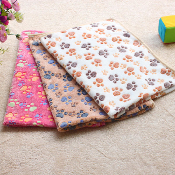 Hundeteppe med potteavtrykk, tykk korallfleece, potteavtrykk, dekke for hund