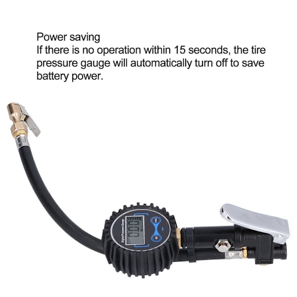 200PSI 14BAR Dækmåler med LCD-skærm og LED-lys til bil, varevogn, motorcykel, cross-motorcykel