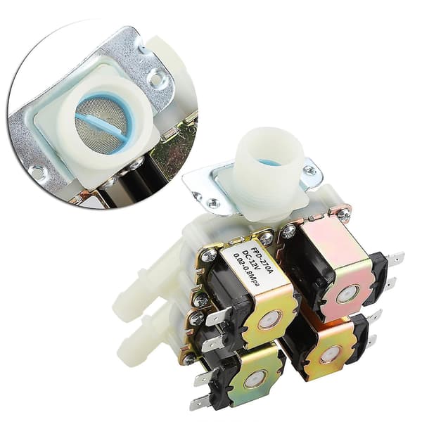 DC 12V DN20 G3/4\" 1 In 4 Ut Plast Elektromagnetisk Ventil Normalt Stängd Vattenavloppsventil