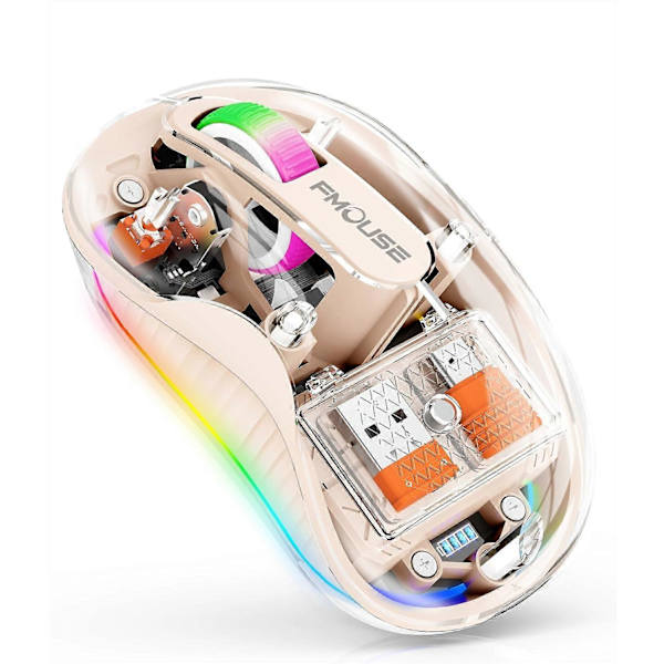 Trådløs Mus, Datamus for Bærbar PC/Stasjonær PC, Stille Mus med RGB-lys, 5.1 Bluetooth-mus, Dobbel Bluetooth + USB & Type-C 2.4G 2400 DPI
