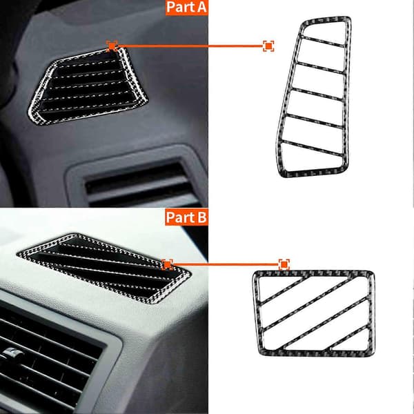 2 stk. Kulfiber Sideluftudluftning Trim Interiør Passer til Dodge Challenger 2008-2014 LHD